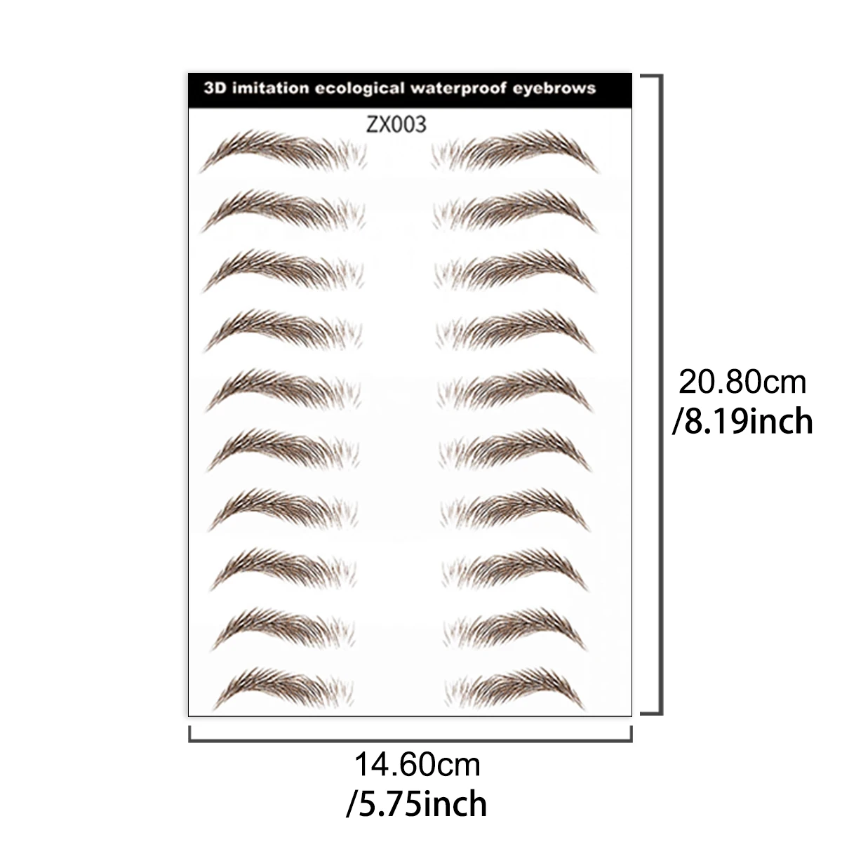New Design Wholesale 3D Temporary Waterproof Gray Brown Eyebrow Tattoo Sticker for Face Make up manufacture