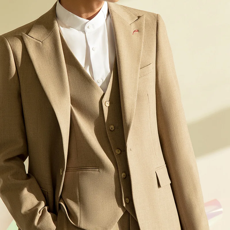 Custom Men's Wedding Suit Slim Fit Custom Made Groom Best Men Formal Party Suits (Blazer+Vest+Pants)