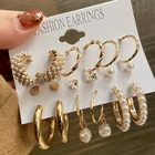 Earrings Earrings Fashion Acrylic Pearl Crystal Gold Hoop Earrings Set Oversize Metal Hoop Earrings Women
