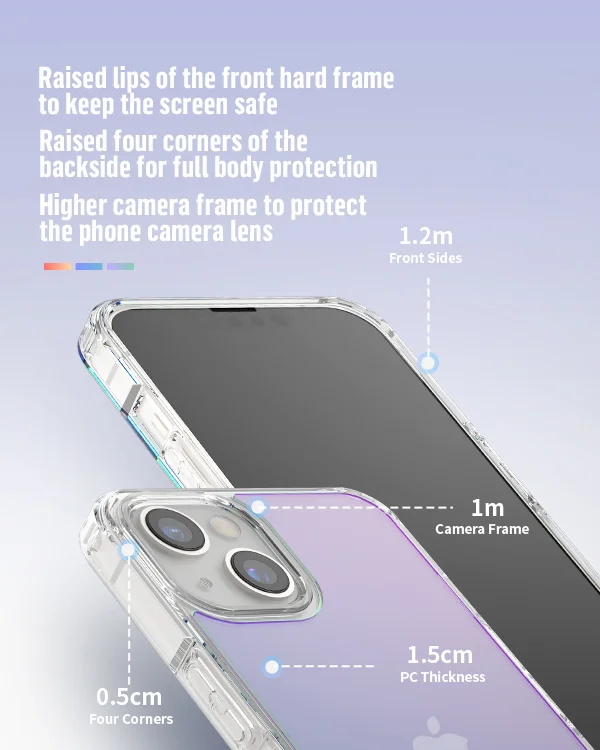 BLUEO New Gradient Ultra Thin Drop Resistance Cell Phone Case TPU PC Shockproof Mobile Phone Cover for iPhone 12 iPhone 13