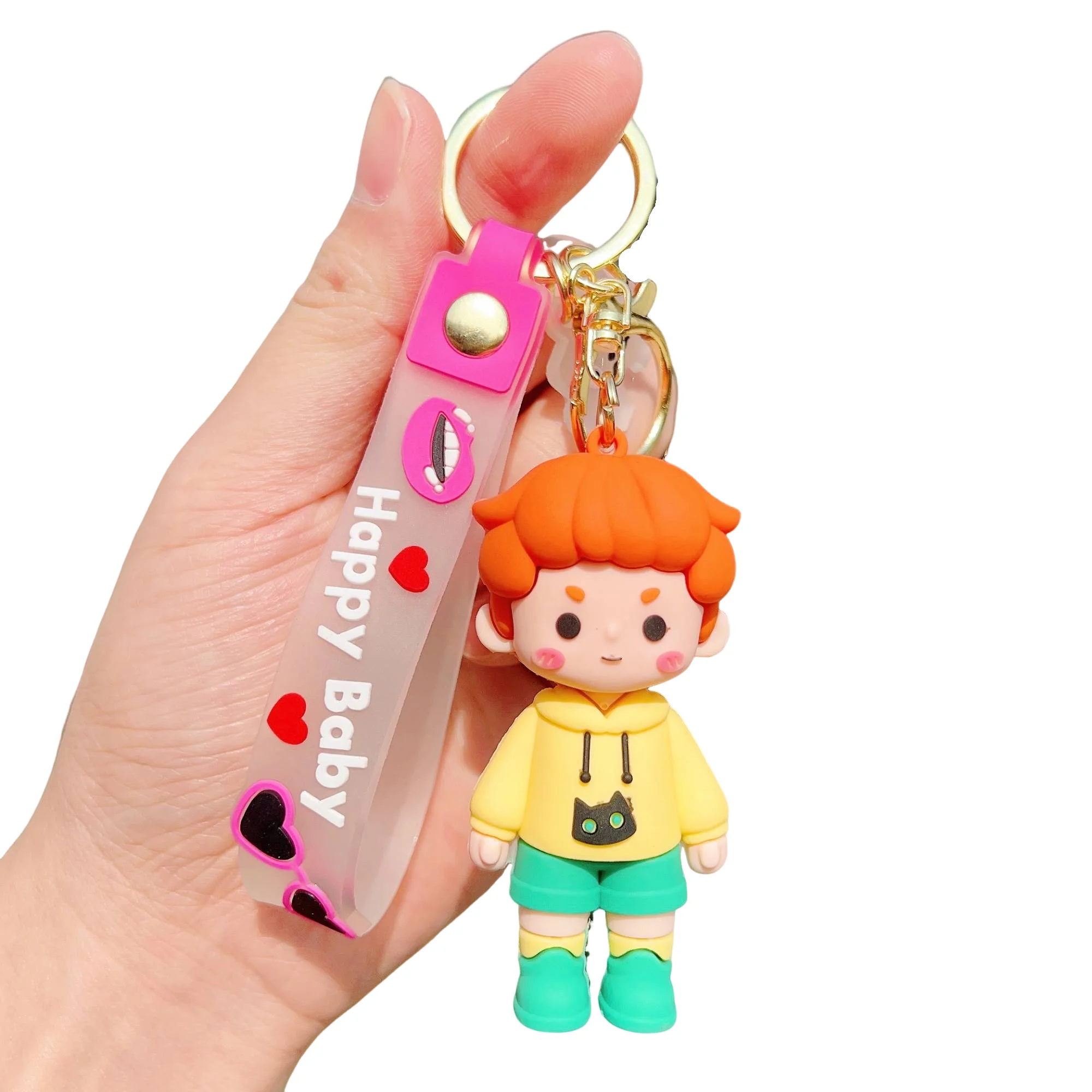 Manufacturer Llaveros Custom 3D doll Cute boy Kawaii girl Cartoon Anime key chain Plastic key chains