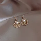 Shell Pearl S925 Silver Needle Shell Diamond Pearl Earrings Baroque Personality Women's Earrings