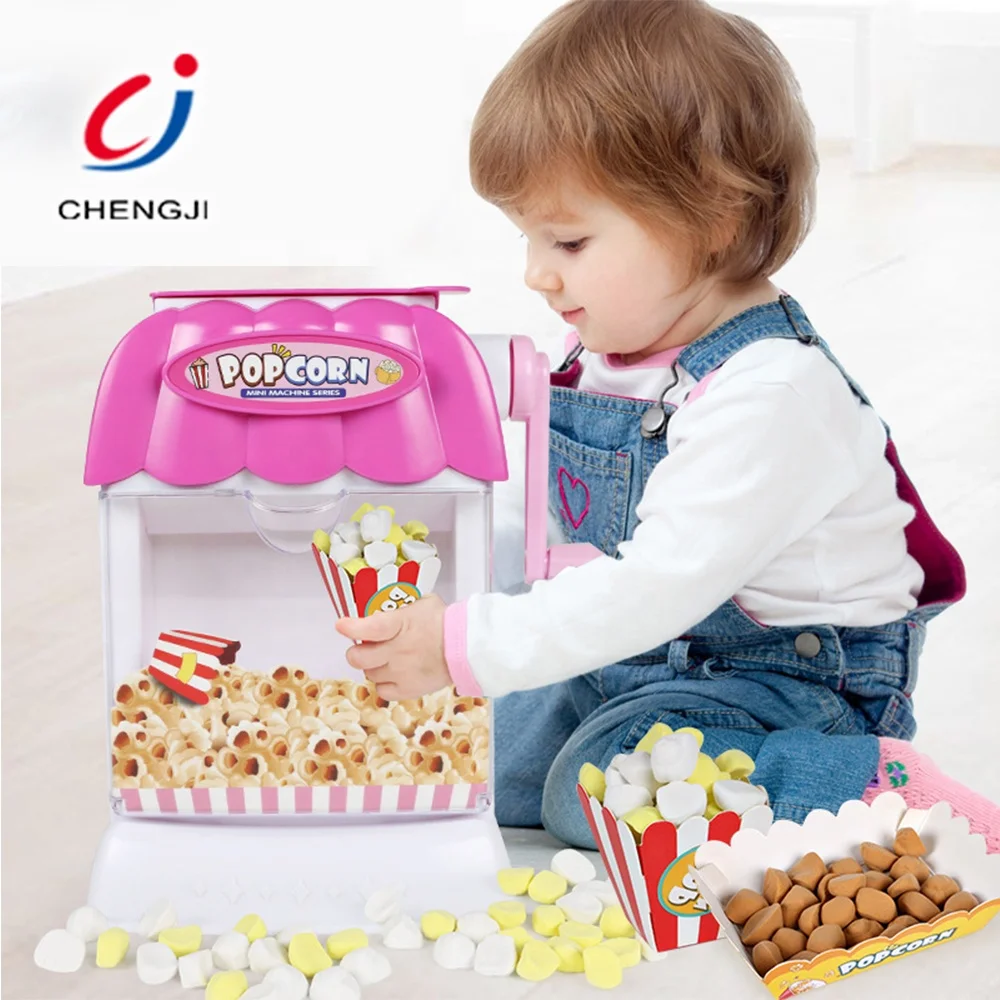Household children plastic mini simulation coin operated popcorn machine toy