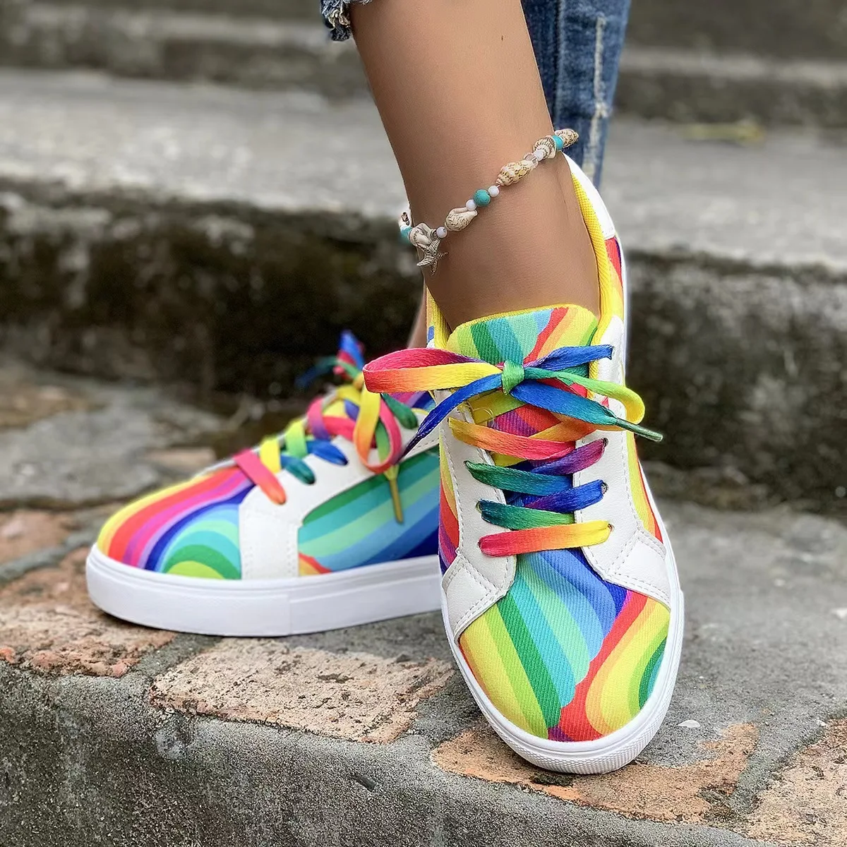 2024 new fashion color gradient women's sports casual shoes
