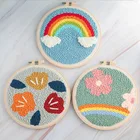 Hoop Embroidery Kit Punch Needle Cross Stitch Hoop DIY Kids Handwork Set For Children Gifts