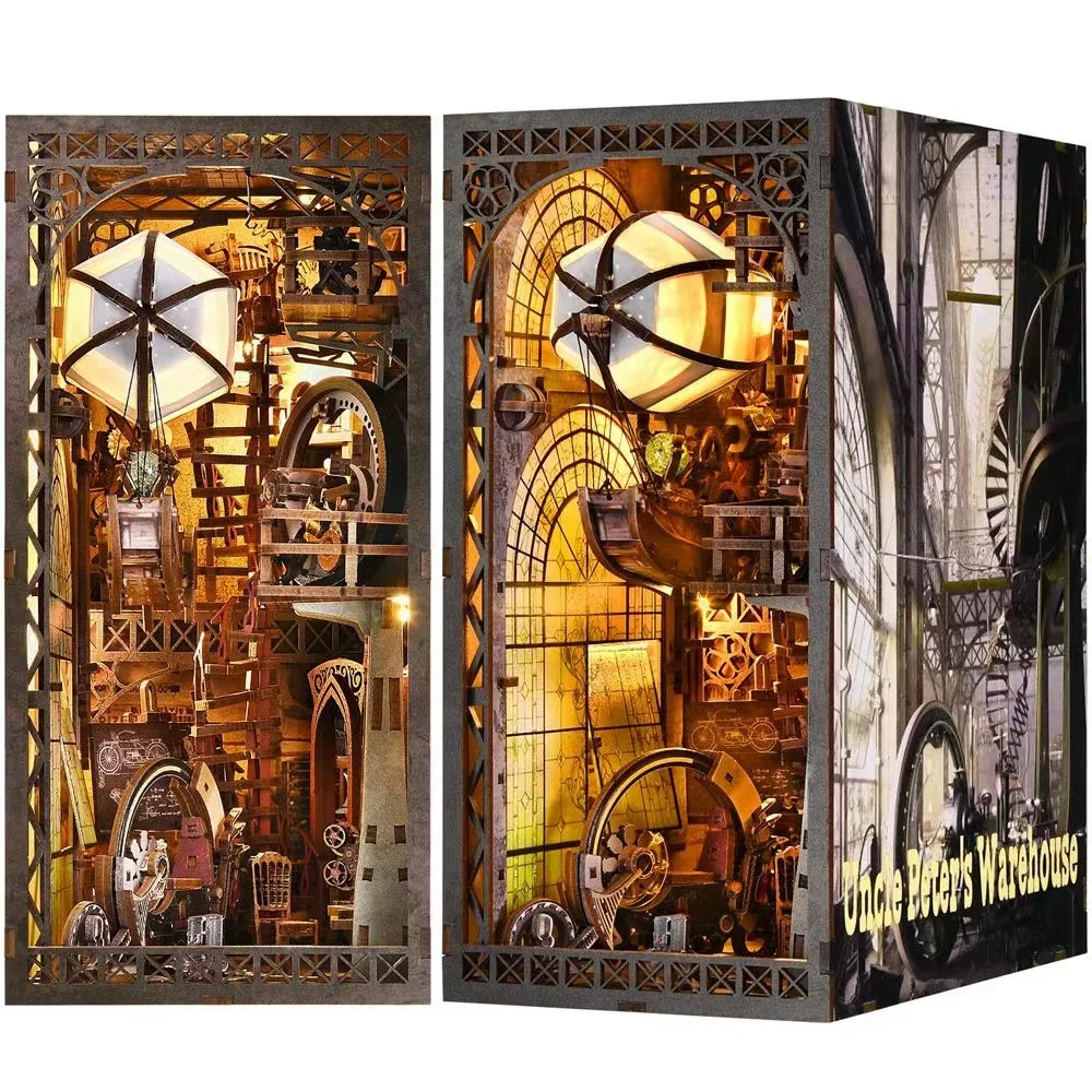 product cayi 2025 uncle peters warehouse bookshelf decoration collectibles book nook kit booknook nook book 3d wooden puzzle for gift-64