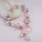 Fashion Sweet Fashion Pink Crystal Bracelet Animal Fox Crystal Tassel Pendant Elastic Bracelet