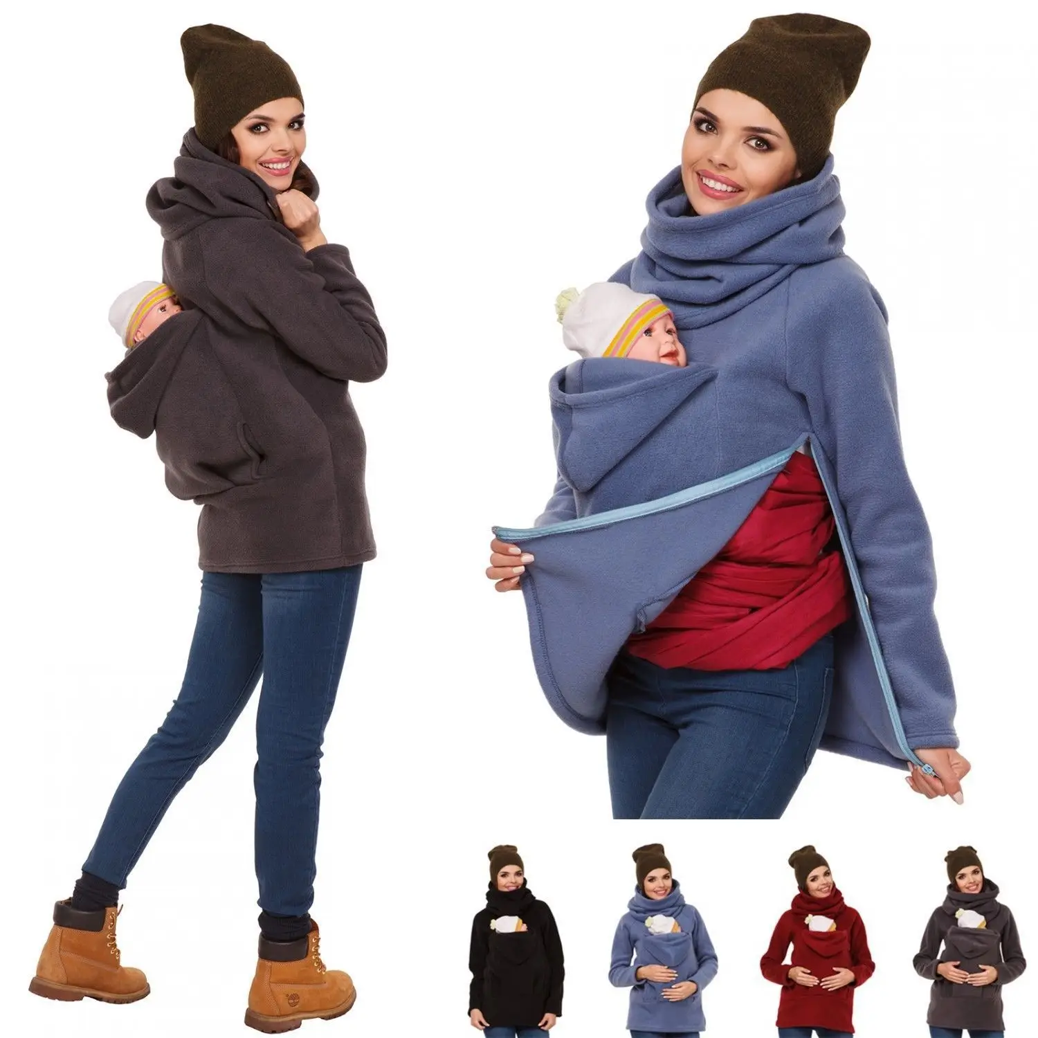 maternity coat with kangaroo pouch