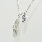 925 Silver High Quality 925 Sterling Silver Zirconia Hamsa Hand Evil Of Eye Woman Pendant Necklace