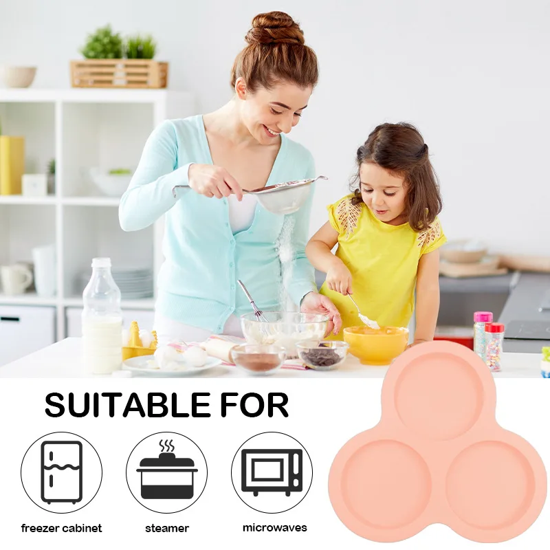 4 Inch High-Temperature Resistant Silicone Cake Molds 3 Grid Round Shapes DIY Pizza Baking Pan Tools supplier