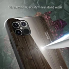 Back Cover Glossy Wood Design Pattern Clear Temprered Glass Back Cover For IPhone 12 Pro Max