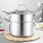 Pot Food European Stock Pot Double Layer With Food Steamer Glass Lid Solid Handles