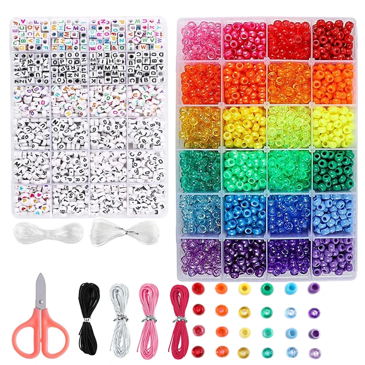 High Quality Alphabet Letter Beads Set Multi-Colored Pony Beads For Jewelry Making