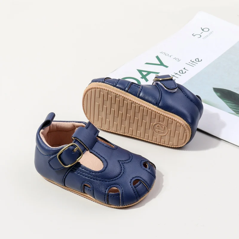 High Quality Baby Girl Toddler Formal Shoes Summer Loophole Design Small Leather Flat Breathable Anti-Slip Solid Pattern details