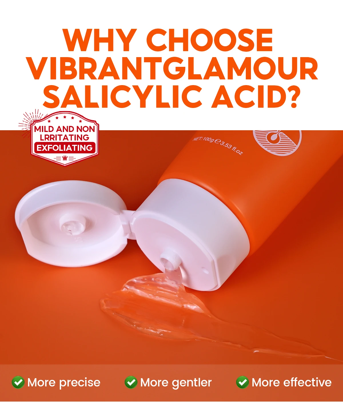 Vibrant Glamour Salicylic Acid Gel Facial Cleanser Deep Cleaning Face Moisturizer Wash for Adults