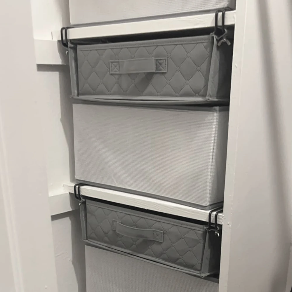 24 Cell Fabric Foldable and Washable Cabinet Closet Organizers with Adjustable Clips
