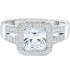 Silver Wedding Ring Design Luxury Design Princess Cut Wide Band 2 Rows Latest Wedding Ring Women Rings 2021