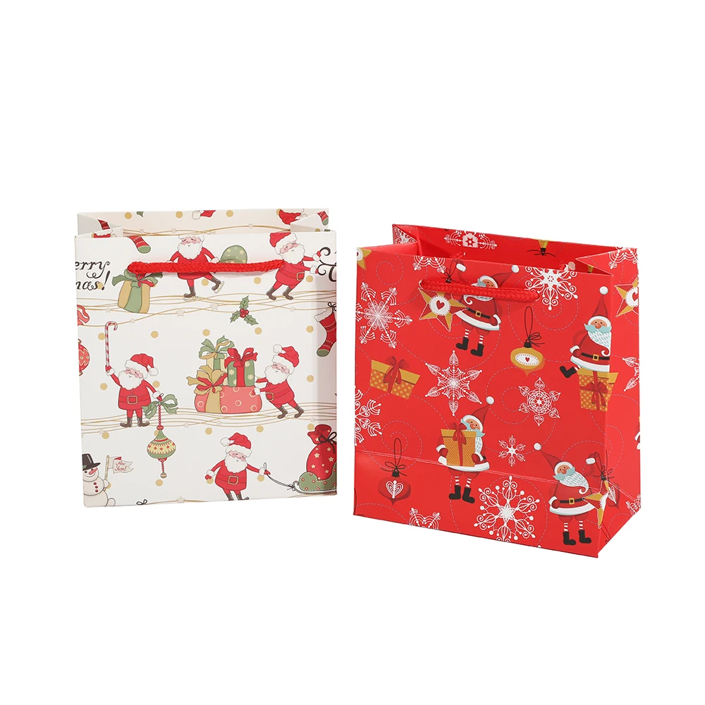 premium christmas gift bags with ribbon handles ready to give luxury craft paper packaging custom logo-2