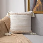 Cover Wholesale Pillowcase Home Decorative Sofa Moroccan Style Tufted Pillow Striped Pillow Cover With Tassel
