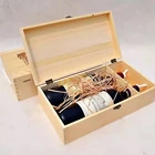 Wooden Bottle And Box Set Wholesale Brown 2 Bottles Wooden Wine Bottle And Glass Box Set