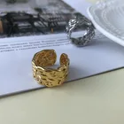 Gold Ring Rings Silver Gold Plated Texture Open Round Ring Textured Silver Pleated Rings