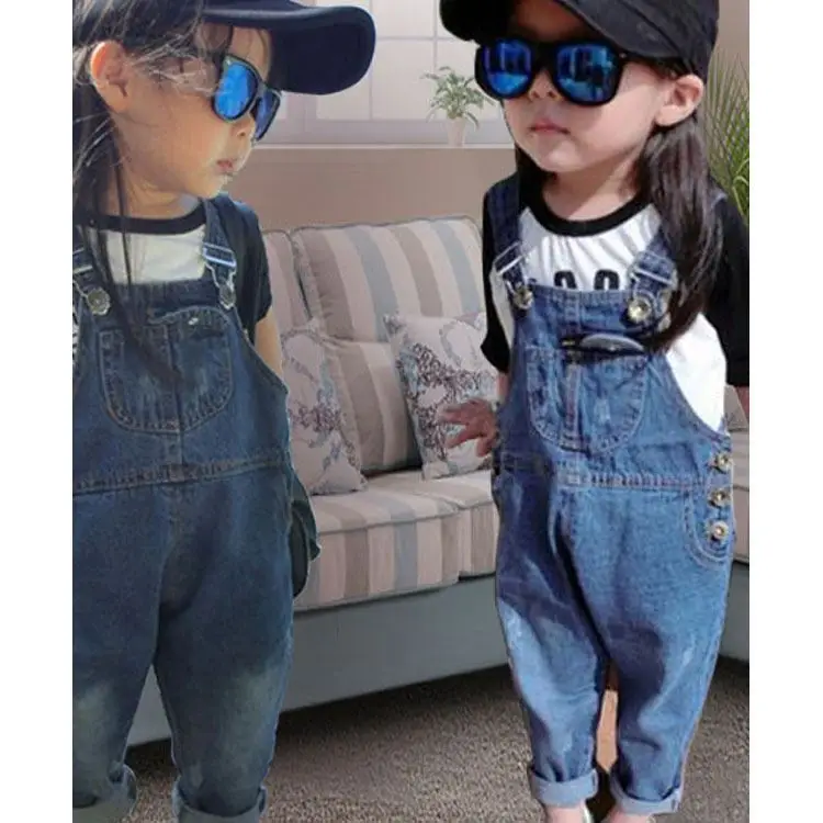 New Item Kids Denim Suspenders Trousers Baby Boys And Fashionable Jeans Children Long Overall Pants