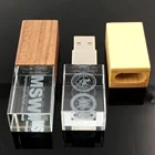1gb 16gb New Arrival Crystal Usb 1GB 2GB 4GB 8GB 16GB 32GB 64GB 128GB Custom Logo Crystal USB Flash Drive With Wood Lid