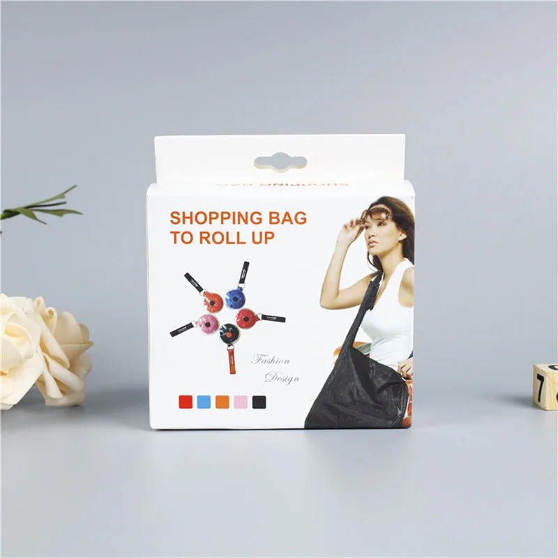 Eco Magic Mini Reusable Polyester Foldable Folding Shopping Bag To Roll Up In Small Case Portable Tote Shopping Bag