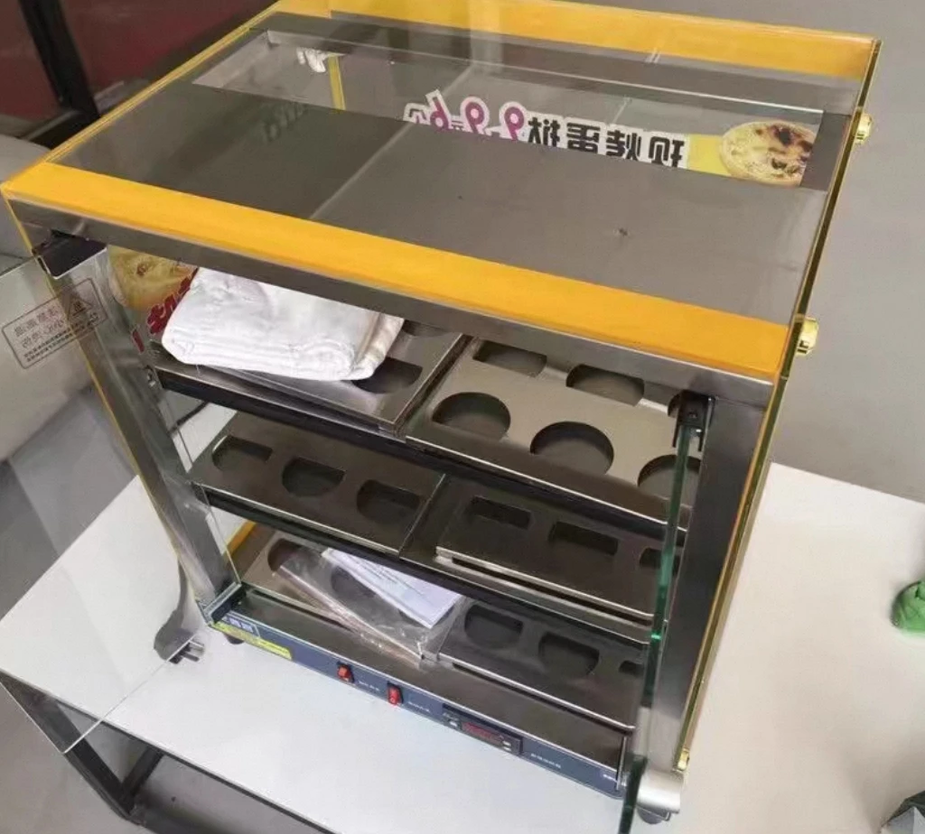 Commercial Countertop 3-Tier Glass Egg Tart Warmer Display Cabinet