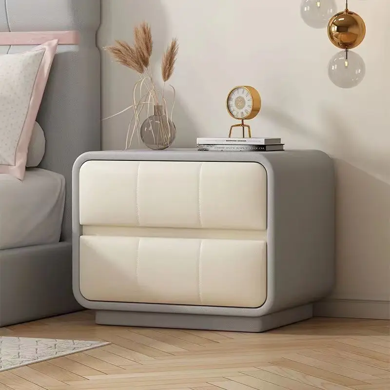 Modern Simple solid wood bedside cabinet soft bag bedside table cream style  bedroom storage cabinet home floor storage cabinet