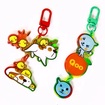 Custom Logo Epoxy Acrylic Keychain Promotional Cartoon Anime Style with Holographic Effect Customizable Plastic Charms