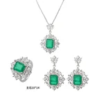 Vintage Emerald Vintage Earring Pendant Gift 3 Piece Set Wholesale Cubic Zirconia Jewelry Sets Women