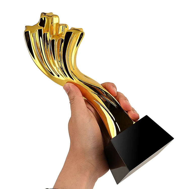 product customized design available shiny gold color trophy four stars shaped winner trophy metal resin trophy-5