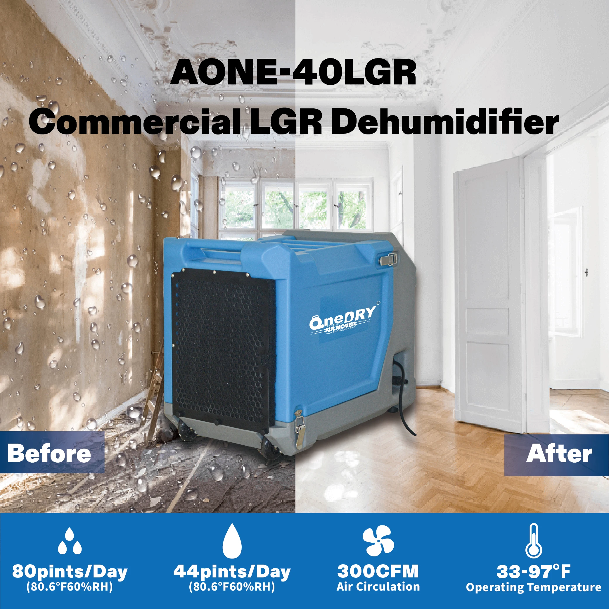Onedry Aone-40lgr Electric Dehumidifier, 40L/Day, 24H, 150W - detail 4