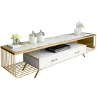 Tv 2021 Newst Nordic Luxury Marble Top TV Stand Modern Simple TV Golden Metal Living Room TV Cabinet With Drawers
