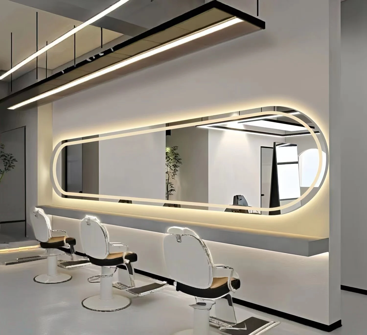 With LED lights high-end chase mirror barbershop cross hanging hair cutting dye ironing mirror hair salon special mirror table