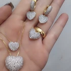 Gold Plated 18k Gold Plated Heart Shape Necklace And Earring Jewelry Set For Women