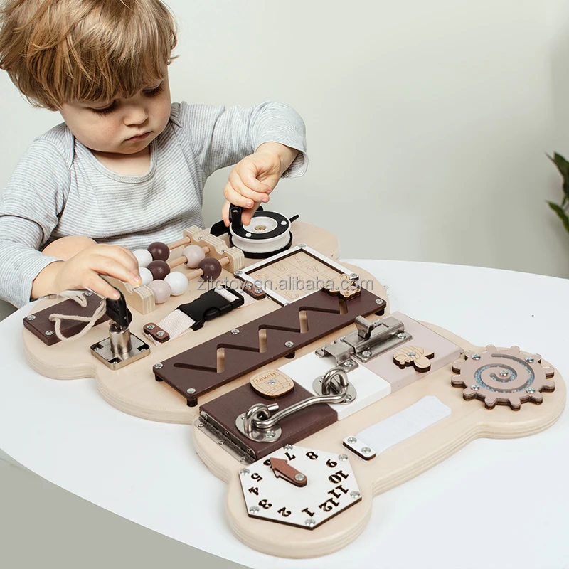 Jouets en bois pour enfants, accessoires de bricolage Montessori, aide pédagogique pour l'éducation précoce, planche occupée pour tout-petits, fournisseur