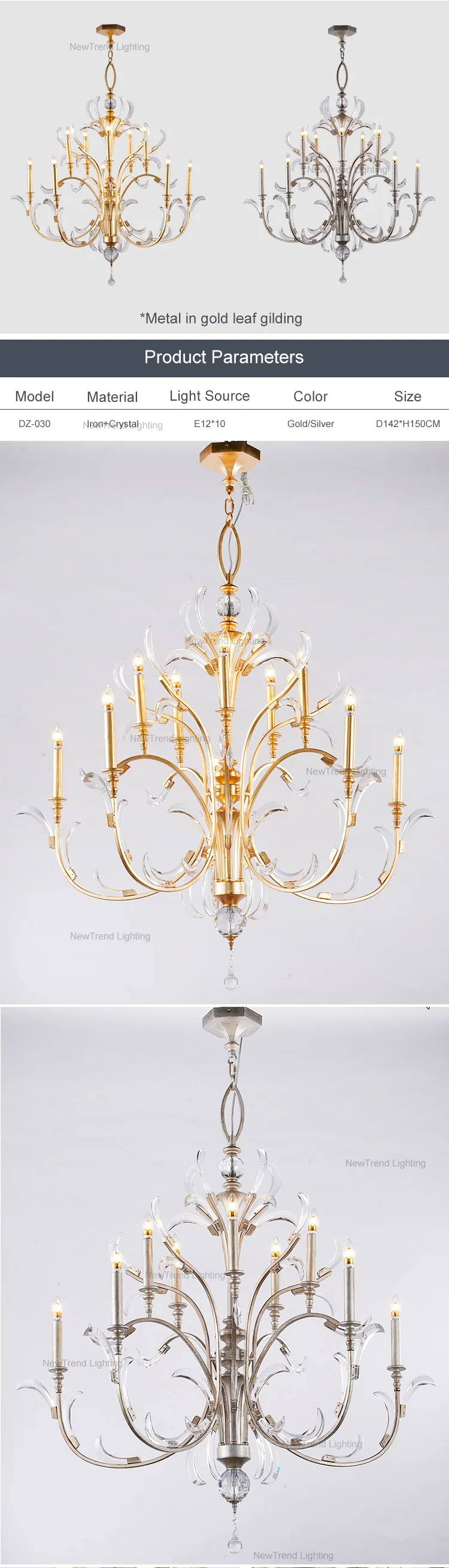 DZ-030 Luxury Hotel Lobby Villa Restaurant Indoor Decoration Pendant Light LED Crystal Chandelier supplier
