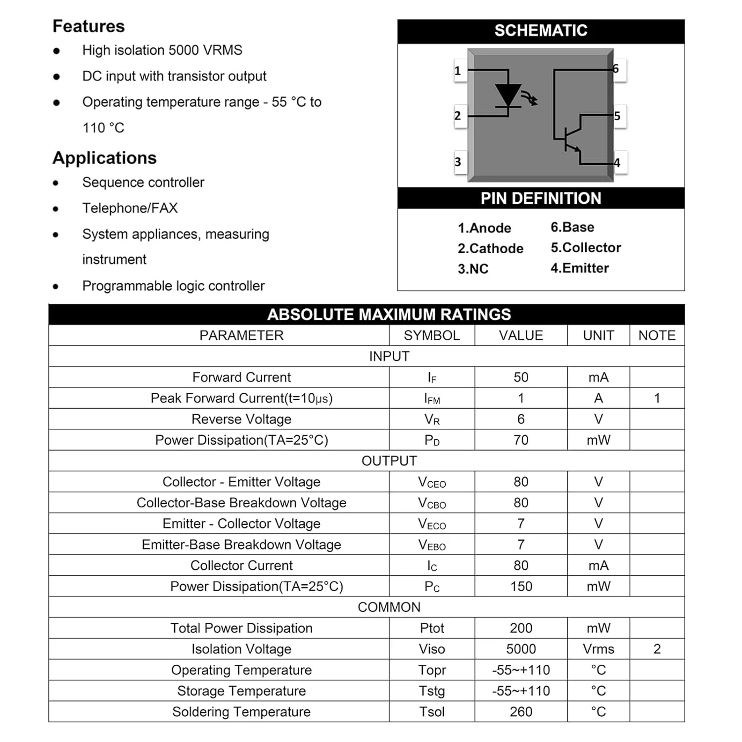 product 10pcs 4n35 optocoupler dip 6 4n35m 4n35sm 4n35svm 4n35sr2m high speed logic output optocouplers transistor 6 pin-2