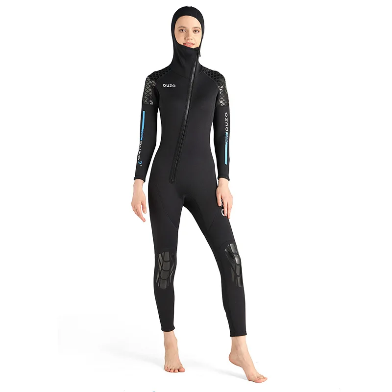 3mm Thickened Neoprene Warm Women Keep Warm Dive Skin Snorkeling Swimsuit One-Piece Hooded Surfing Diving Wetsuit