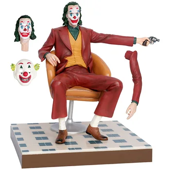 NEW Customized 28cm HIGH Quality Figure Movie Bat Hero Heathcliff Ledger Clown Figure Mask Sitting With Gun Model PVC Toy