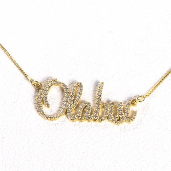 Luxury Sterling Silver 925 Jewelry Gold Diamond Name Necklace Personalized Letters Custom Box Chain