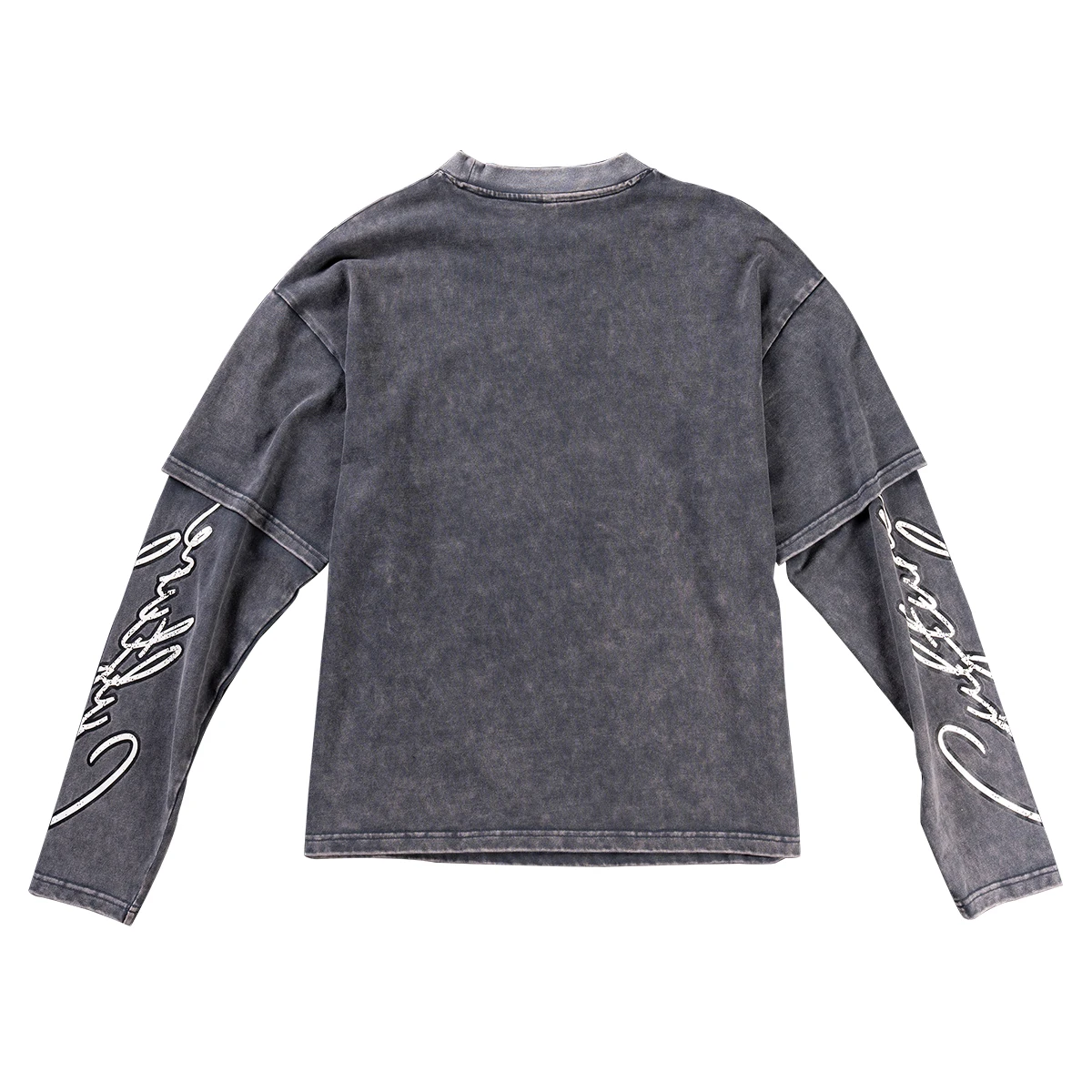 product mens heavyweight vintage acid wash 100 cotton fake two piece long sleeved t shirt streetwear oversized digital printing design-3