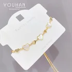 Pearl SL60602 Fashion Design Gold Plated Brass Women Jewelry Mother Of Pearl Heart Charms Bracelets