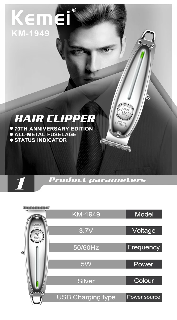Kemei Km 1949 Hair Cutter Men Clipping Machine Hair Clipper