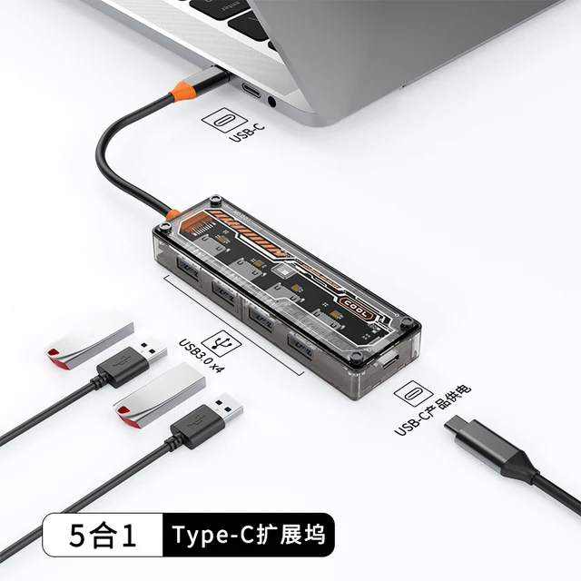 4 in 1 USB-C Hub Adapter Type-C 3.0 USB C 4 IN 1 Hub USB Charging Station Docking