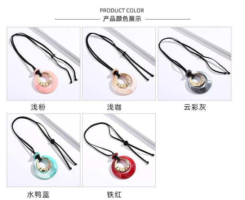 New Design Fashion Women Necklace Jewelry Colorful Acrylic handmade Long Wax Cord Necklace Girls Geometry Necklace.jpg