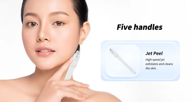 5-in-1 Professional Oxygen Hydro Dermabrasion Facial System for Clinics & Med Spas 6 Discover the 5-in-1 Oxygen Aqua Jet Peel Machine combining hydro dermabrasion, diamond peeling, oxygen jet infusion, and skin scrubber technology. Ideal for clinics and spas seeking advanced non-invasive facial solutions. 5-in-1 Professional Oxygen Hydro Dermabrasion Facial System for Clinics & Med Spas