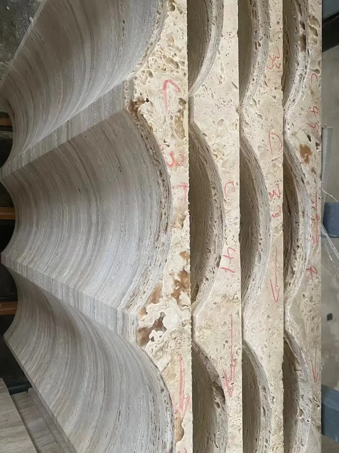 product customized wall decoration panels unique wave shape concave design featuring natural stone travertine marble-5